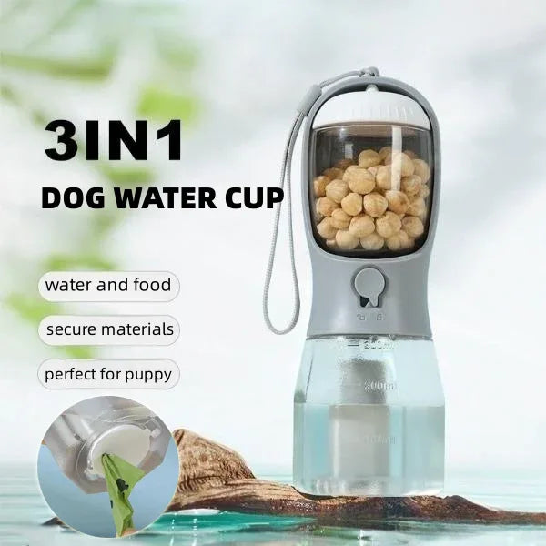 Multi-Functional Pet Cup – 3-in-1 Dog Water & Food Dispenser with Garbage Bag, Portable for Travel & Outdoors - Viral Boostor
