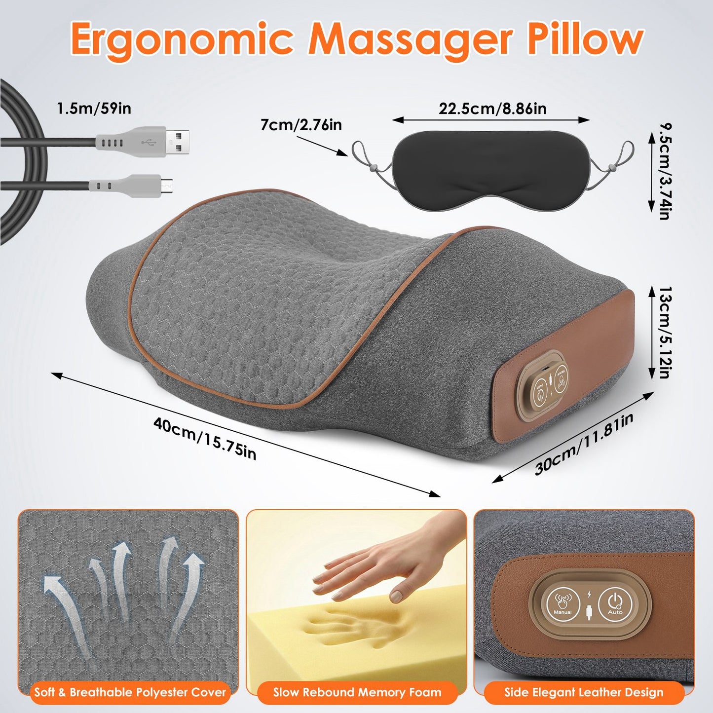 3-in-1 Heated Neck Massager Pillow With Air Compression