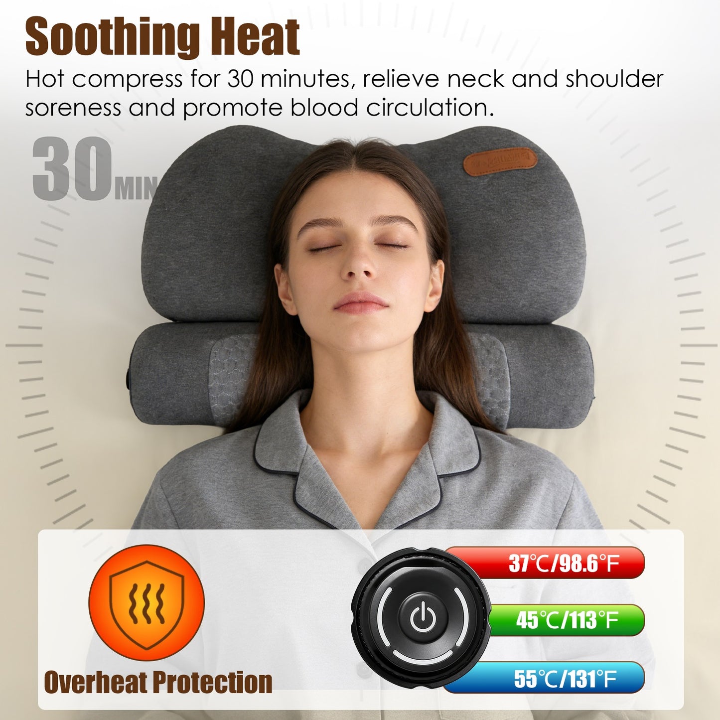 USB Heated Memory Foam Neck Pillow – 3 Heat Levels