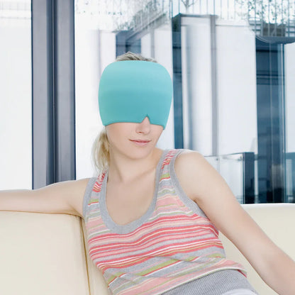 Migraine Relief Hat – Cold Therapy Head Wrap with Ice Pack & Eye Mask for Puffy Eyes and Headache Relief - Viral Boostor