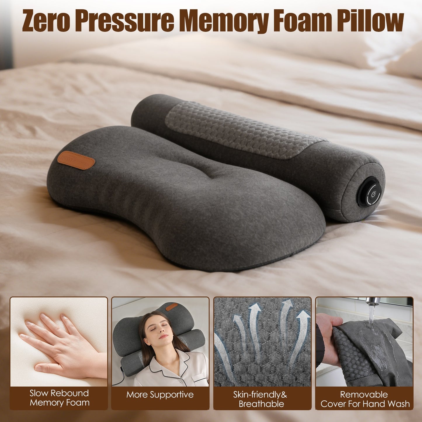 USB Heated Memory Foam Neck Pillow – 3 Heat Levels
