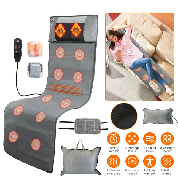 Full Body Vibration Massage Mat With Heat & Neck Pillow