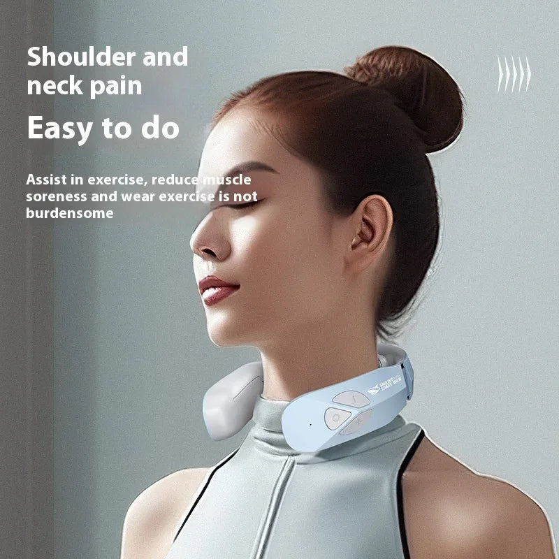 Electric Neck Massager with EMS Pulse & Heat – Rechargeable Cervical Therapy Device for Neck Pain Relief - Viral Boostor