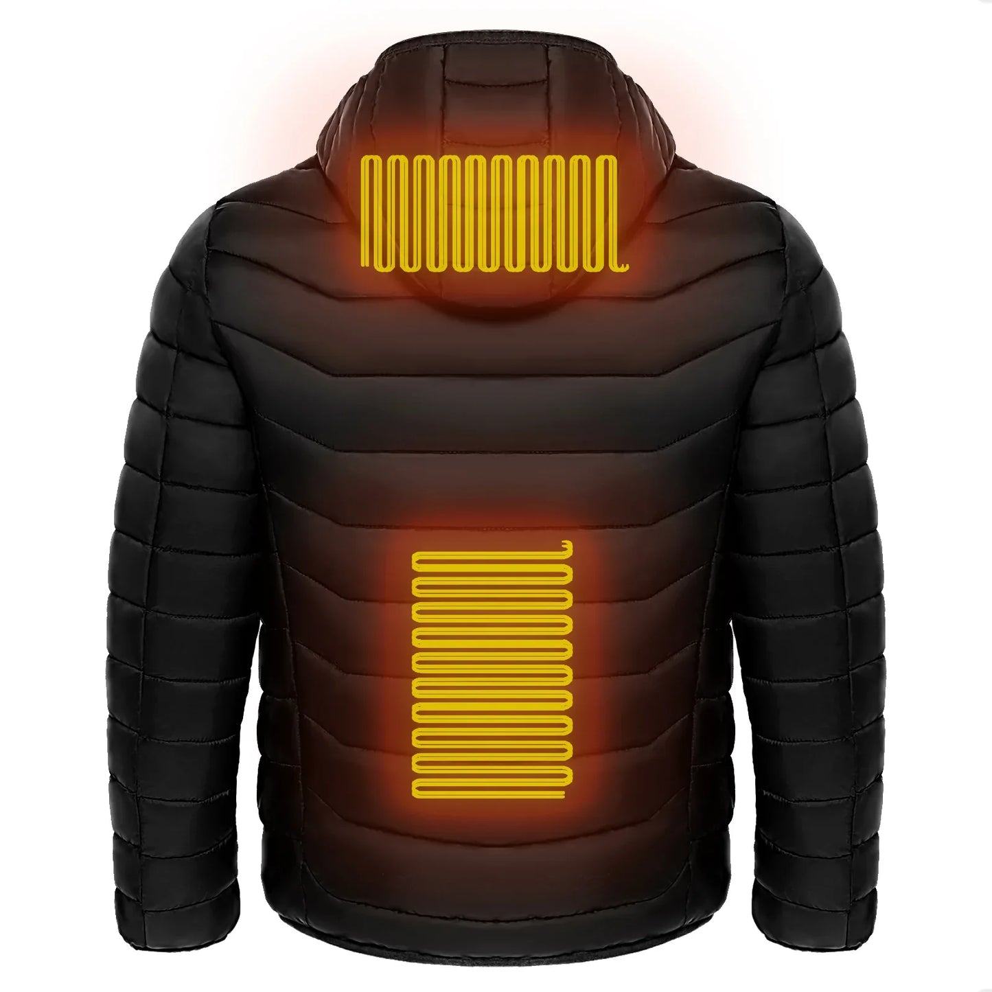 Men’s Heated Puffer Jacket – 9-Zone Electric Heating Coat with Hood, Windproof & Insulated Winter Wear - Viral Boostor