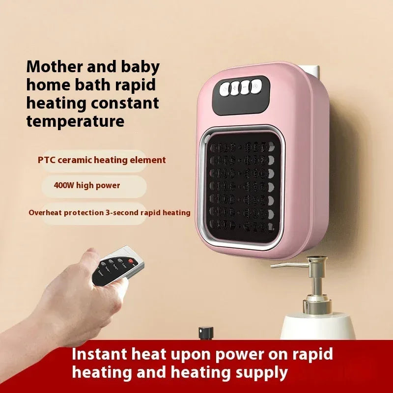 Portable Wall-Mounted Electric Heater – Small, Silent, Adjustable Thermostat with Remote Control for Winter Home, Office, and Bathroom Use - Viral Boostor