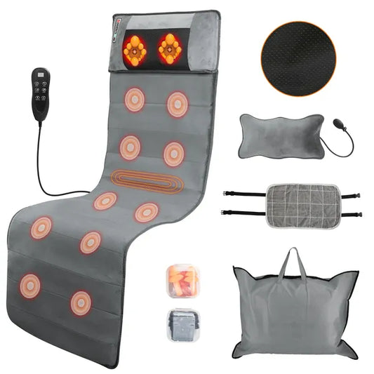 Full Body Vibration Massage Mat With Heat & Neck Pillow