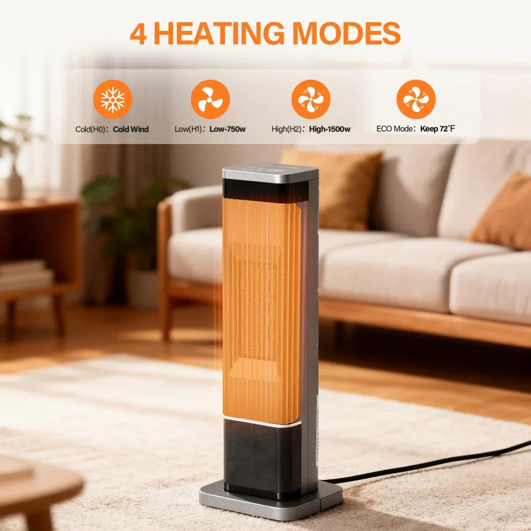 23″ Portable Space Heater for Indoor Use – Fast Heating Electric Heater with 7 LED Light Colors - Viral Boostor