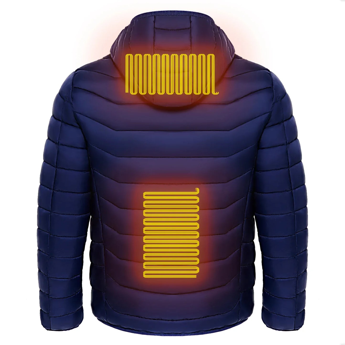 Men’s Heated Puffer Jacket – 9-Zone Electric Heating Coat with Hood, Windproof & Insulated Winter Wear - Viral Boostor
