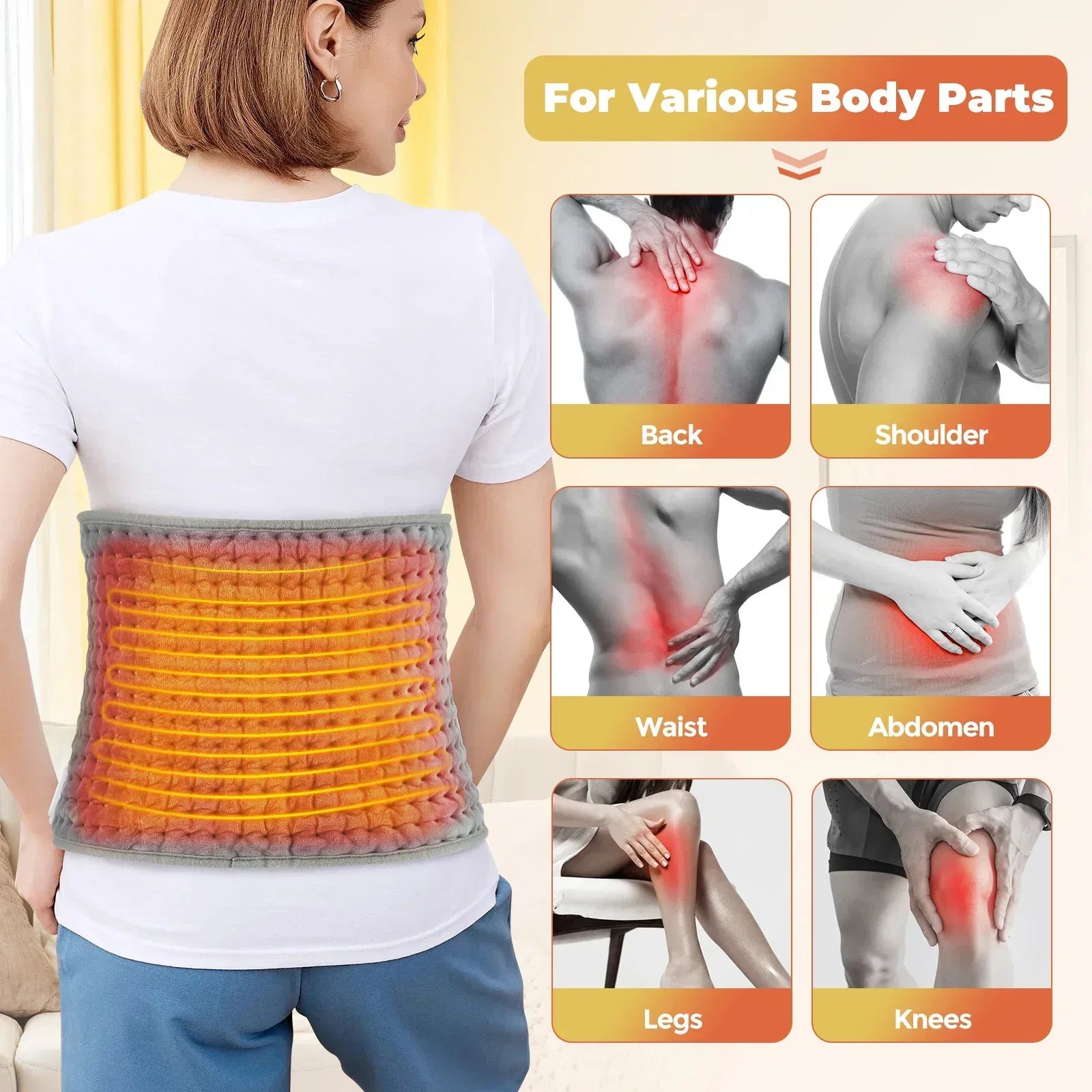 Back Heating Support Belt – Heated Waist Brace with Adjustable Temperature for Lumbar Pain Relief & Warm Back & Abdomen - Viral Boostor