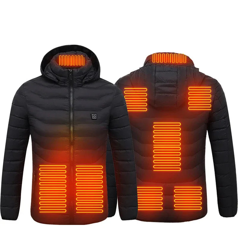 Men’s Heated Puffer Jacket – 9-Zone Electric Heating Coat with Hood, Windproof & Insulated Winter Wear - Viral Boostor