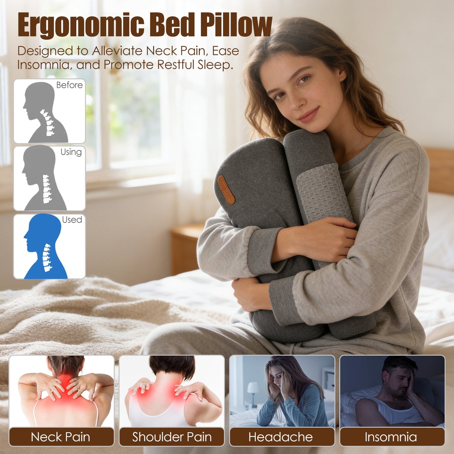 USB Heated Memory Foam Neck Pillow – 3 Heat Levels