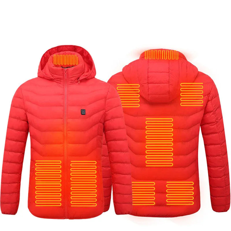 Men’s Heated Puffer Jacket – 9-Zone Electric Heating Coat with Hood, Windproof & Insulated Winter Wear - Viral Boostor