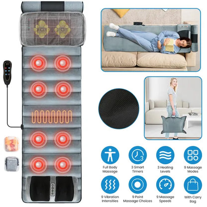 Full Body Heating Vibration Massage Mat With Pillow Set