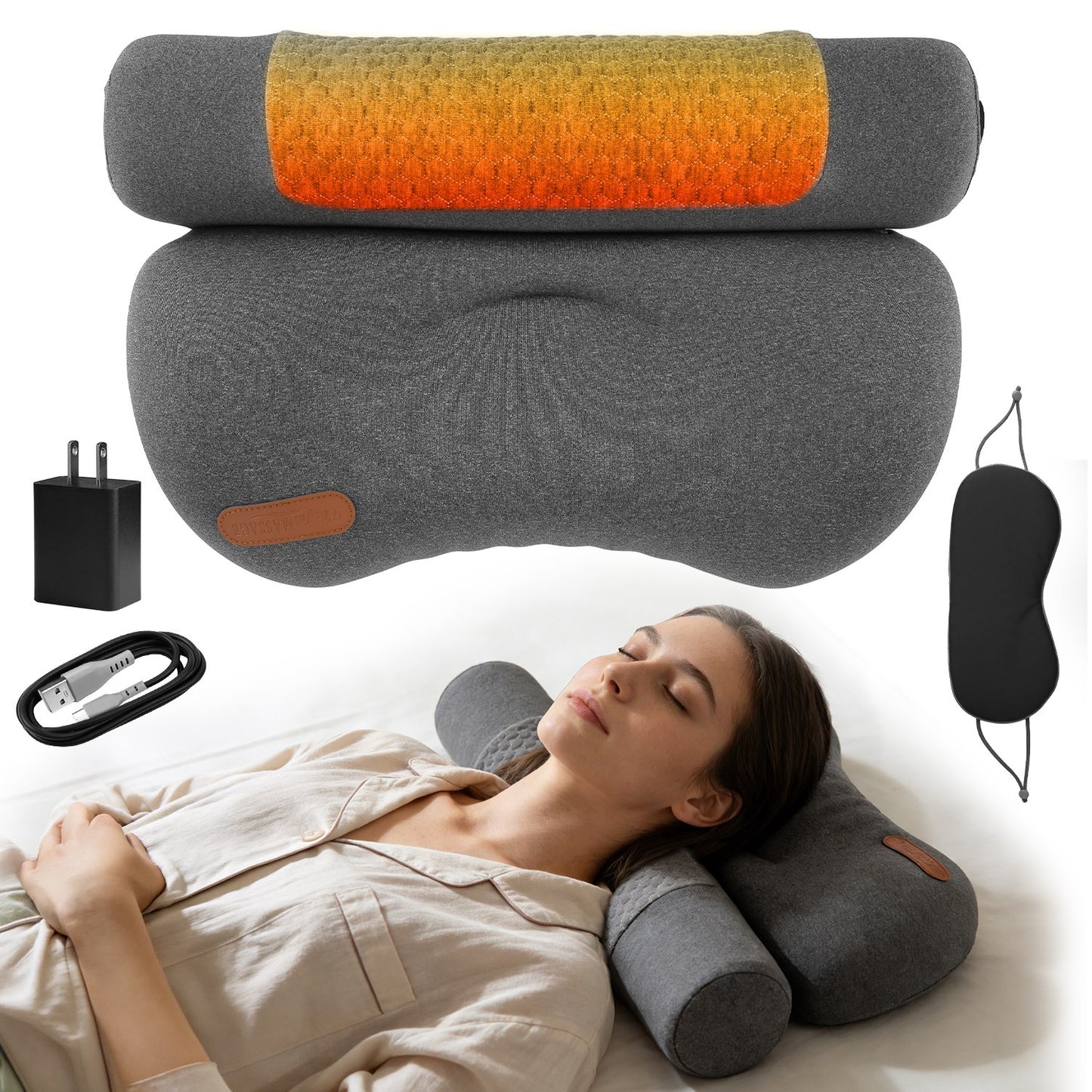 USB Heated Memory Foam Neck Pillow – 3 Heat Levels