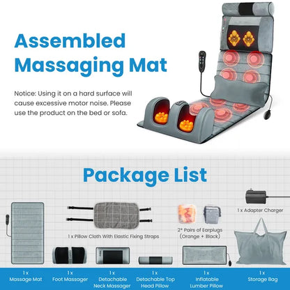 Full Body Heating Vibration Massage Mat With Pillow Set