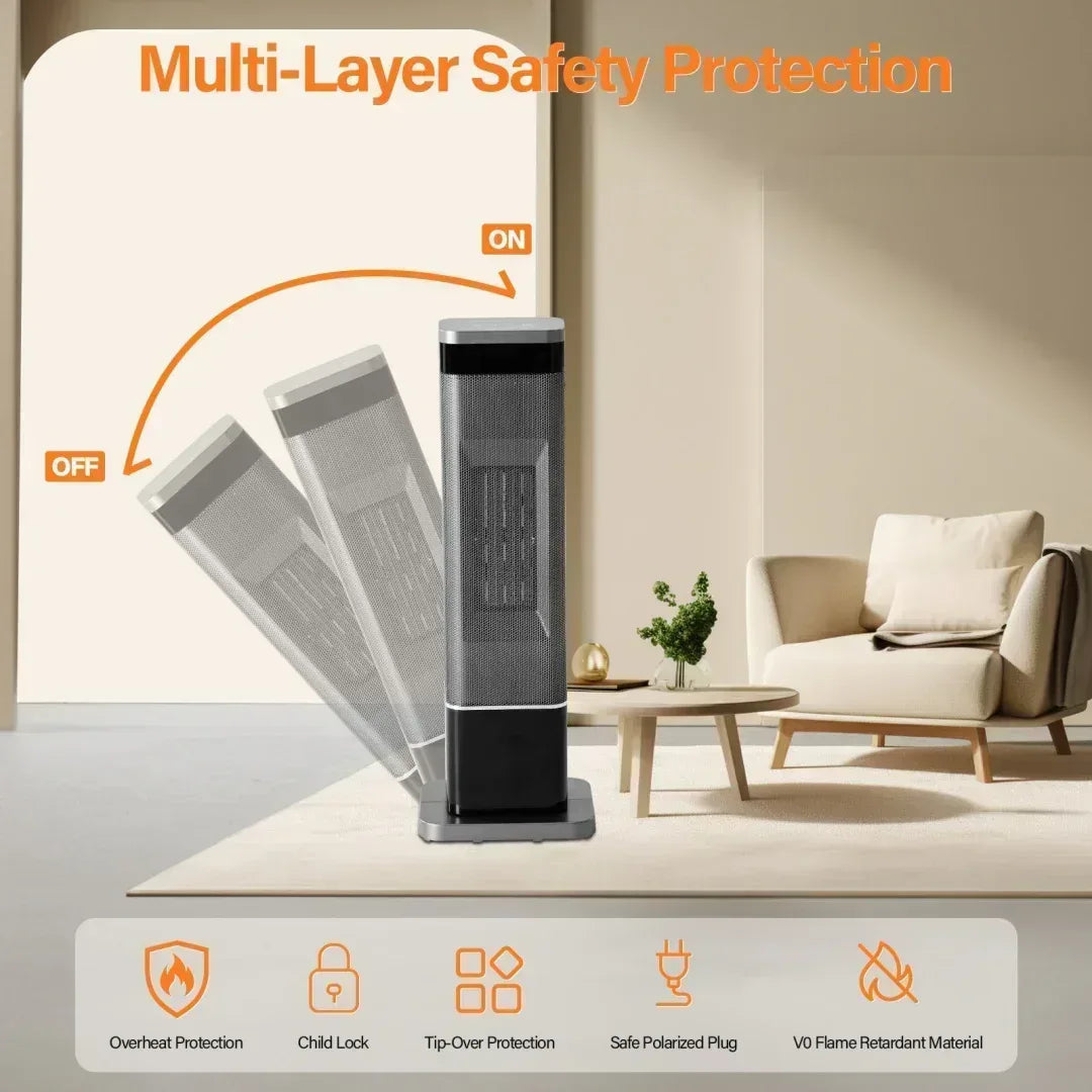 23″ Portable Space Heater for Indoor Use – Fast Heating Electric Heater with 7 LED Light Colors - Viral Boostor