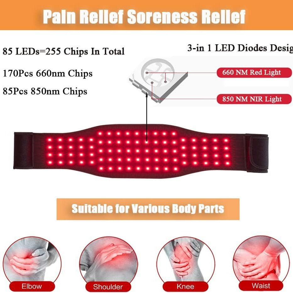Red Light Infrared Physical Therapy Belt Waist Pain Relief Heat - Aesthetic home glow - Viral Boostor