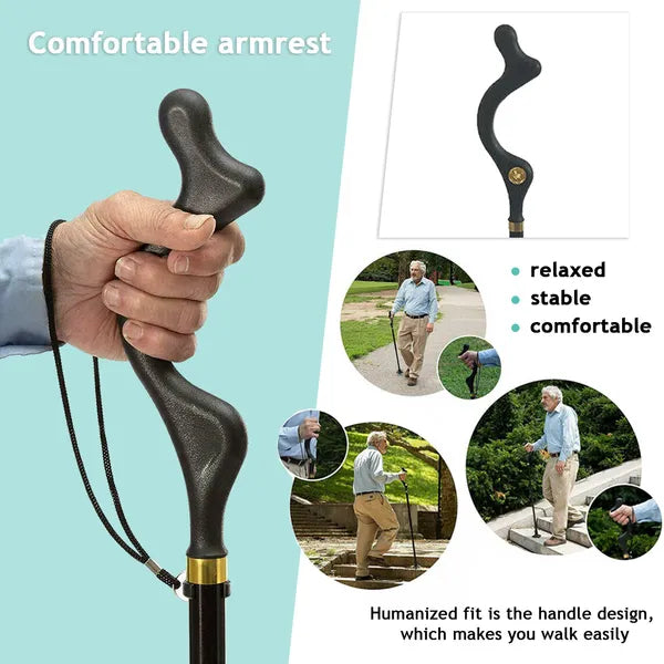 Ergonomic Posture Cane With Folding Adjustable Shaft