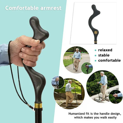 Ergonomic Posture Cane With Folding Adjustable Shaft
