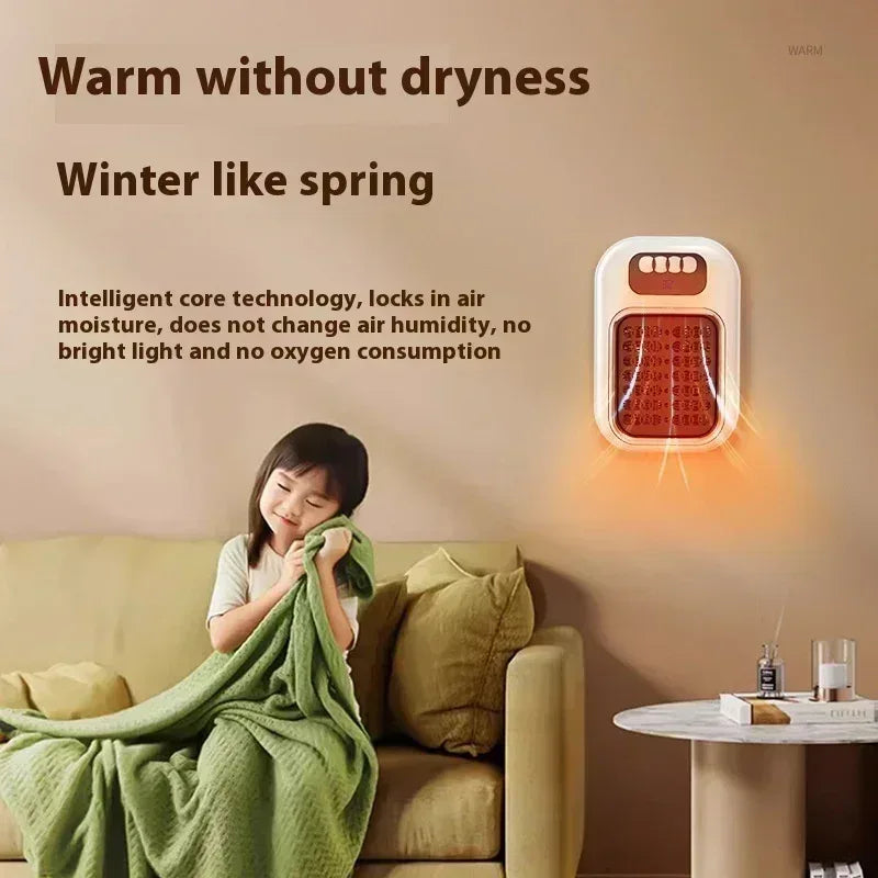 Portable Wall-Mounted Electric Heater – Small, Silent, Adjustable Thermostat with Remote Control for Winter Home, Office, and Bathroom Use - Viral Boostor