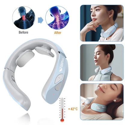 Electric Neck Massager with EMS Pulse & Heat – Rechargeable Cervical Therapy Device for Neck Pain Relief - Viral Boostor